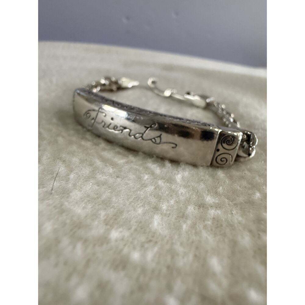Brighton silver plated "Friends" ID Bracelet-Engraved, scroll 8"